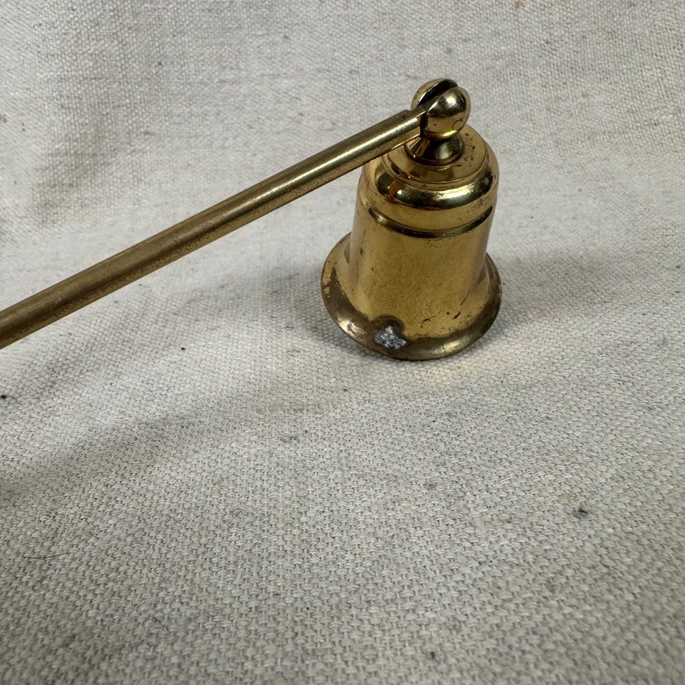 Vintage Polished Brass‎ Candle Snuffer Long Handle Wick Extinguisher Gold Gift